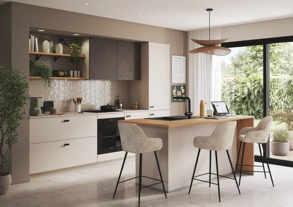 Photo retouchée idéale d'une cuisine pour un logement AIRBNB